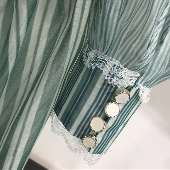 Runway Blue Stripe Asymmetrical Dress - Picture 11 of 13